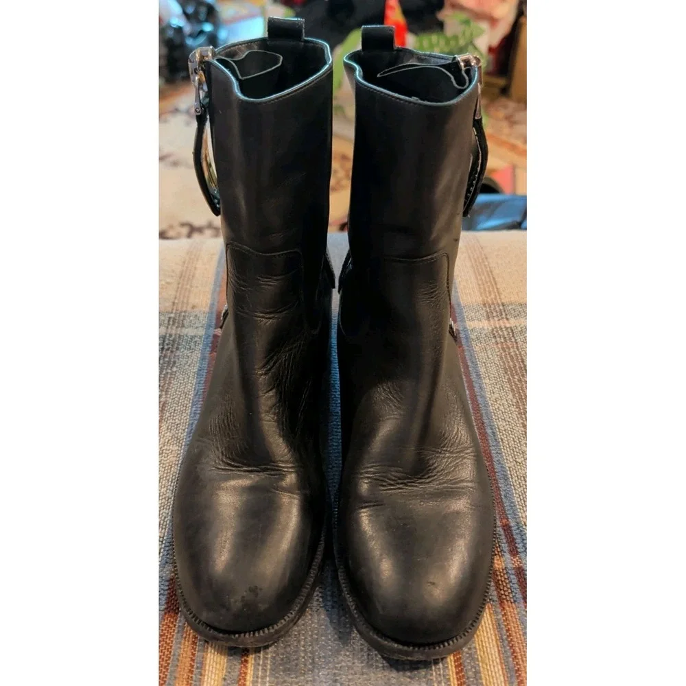 Salvatore Ferragamo Leather Ankle Moto Black Leather Boots Womens Size 6.5 B
